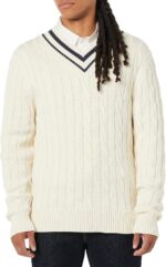 Amazon Essentials Mens Cable Knit V-Neck Sweater