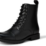 Amazon Essentials Men's Cap Toe Lace Up Combat Boots With Zipper