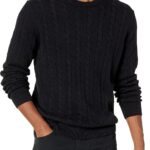 Amazon Essentials Men's Crewneck Cable Cotton Pullover Sweater