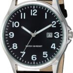 Amazon Essentials Men's Easy to Read 42mm Leather Band Analog Watch