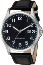 Amazon Essentials Men's Easy to Read 42mm Leather Band Analog Watch