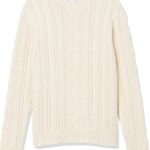 Amazon Essentials Mens Long-Sleeve 100% Cotton Fisherman Cable Crewneck Sweater
