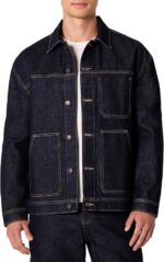 Amazon Essentials Men's Rigid Denim Relaxed-Fit Utility Jacket with Pockets