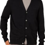 Amazon Essentials Men's V-Neck Cotton Knitted Cardigan Sweater, Ribbed