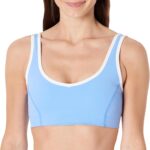 Amazon Essentials Women's Active FormFlex Buttery Soft Light Support V-Neck Sports Bra with Contrast Trim