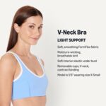 Amazon Essentials Women's Active FormFlex Buttery Soft Light Support V-Neck Sports Bra with Contrast Trim - Image 2