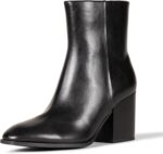 Amazon Essentials Women's Clean Stacked Heel Ankle Boots with Side Zipper, Memory Foam Insole, Flexible Non-Slip Outsole
