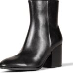 Amazon Essentials Women's Clean Stacked Heel Ankle Boots with Side Zipper, Memory Foam Insole, Flexible Non-Slip Outsole