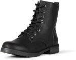 Amazon Essentials Women's Lace-Up Combat Boots with Lug Sole and Side Zipper