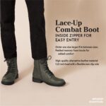 Amazon Essentials Women's Lace-Up Combat Boots with Lug Sole and Side Zipper - Image 2