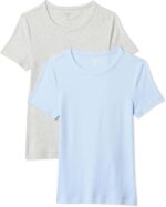 Amazon Essentials Women's Slim-Fit Short-Sleeve Crewneck T-Shirt, Pack of 2