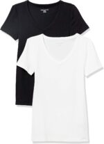 Amazon Essentials Women's Slim-Fit Short-Sleeve V-Neck T-Shirt