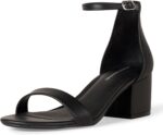 Amazon Essentials Women's Two Strap Heeled Sandals with Adjustable Ankle Strap, Padded Memory Foam Insole