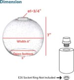 Aspen Creative 28011-61-1 Clear Seeded Glass Shade for Pendant Lights, Wall Sconces, and Lamp Posts, 1-3/4" Fitter Size, 7" High x 8" Diameter - Image 2