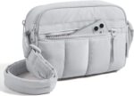 BAGSMART Cross Body Purse, Mini Crossbody Bags for Women Travel Purse, Puffy Shoulder Handbag Wallet with RFID Blocking Slots, Light Gray-small
