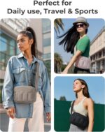 BAGSMART Cross Body Purse, Mini Crossbody Bags for Women Travel Purse, Puffy Shoulder Handbag Wallet with RFID Blocking Slots, Light Gray-small - Image 2