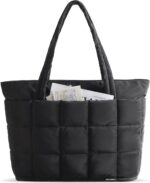 BAGSMART Expandable Tote Bag for Women, Puffer Work Tote Handbag, Quilted Carry On Bag for Travel Gym