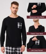 BAMBOO COOL Mens Pajamas Set Plaid Pjs Pijama Long Sleeve with Pockets | Christmas Pajamas Set, Plaid Pjs, Lightweight Pijama, Long Sleeve, Woven Pants, bottoms with Pockets - Image 2