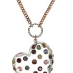 Betsey Johnson Mixed Multi-Colored Stone Lucite Heart Long Pendant Necklace