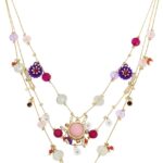 Betsey Johnson Womens Butterfly Charms Layered Necklace