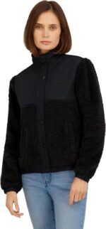 Billabong Women's Full Zip Sherpa Mixed Nylon Jacket