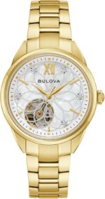 Bulova Ladies' Classic Diamond 3-Hand Automatic in Stainless Steel, Mother-of-Pearl Dial and Open Aperture Dial
