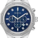 Bulova Men's Classic Diamond 6-Hand Chronograph Quartz Watch, Calendar Date, Luminous Markers, 100M Water Resistant, 44mm