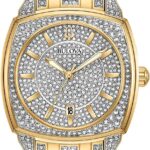 Bulova Men's Crystal Phantom 3-Hand Date Quartz Cushion Shaped Case Watch, Pave Crystal Dial, 40mm