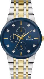 Bulova Men's Multi-Function 3-Hand Quartz Watch with Diamond Dial, Edge to Edge Crystal