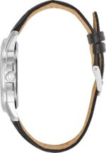 Bulova Men's Precisionist 3-Hand Calendar in Stainless Steel with Black Leather Strap and Black Patterned Dial Style: 96B158 - Image 2