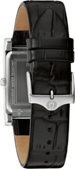 Bulova Men's Stainless Steel 3-Hand Calendar Date Quartz Watch with Black Leather Strap, Rectangle Dial Style: 96B107 - Image 2