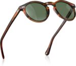 CARFIA Acetate Polarized Sunglasses for Men Retro Classic Round Shades