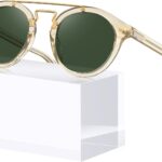 CARFIA Retro Acetate Small Face Polarized Sunglasses for Men Women Trendy Metal Double Bridge Round Sun Glasses CA3399L