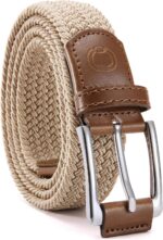 CHAOREN Mens Stretch Belt - 1 3/8" Elastic Braided Golf Belt for Men - Stretchy Web Fit Summer Casual Jeans