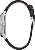 CITIZEN Men's Eco-Drive Mickey's Friends, 40mm Silver-Tone Stainless Steel Case with a Black Leather Strap & Silver-Tone Dial (Style: FE7110-09W) - Image 2