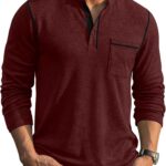 COOFANDY Men's Henley Long Sleeve Shirts Casual Button T-Shirt Pullover Basic Tees with Pocket