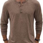 COOFANDY Men's Henley T-Shirt Long Sleeve Casual Lightweight Pullover Shirts Soft Stretch Basic Tees Fall Tops