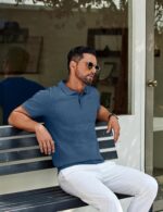 COOFANDY Mens Knit Polo Shirts Short Sleeve Casual Textured Polo T Shirt Summer Ribbed Collared Golf Shirts - Image 2