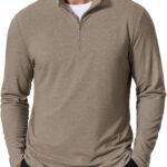COOFANDY Men's Quarter Zip Pullover Lightweight Mock Neck Sweatshirt Casual Long Sleeve Polo Shirts