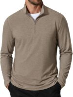 COOFANDY Men's Quarter Zip Pullover Lightweight Mock Neck Sweatshirt Casual Long Sleeve Polo Shirts