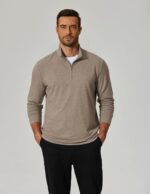 COOFANDY Men's Quarter Zip Pullover Lightweight Mock Neck Sweatshirt Casual Long Sleeve Polo Shirts - Image 2