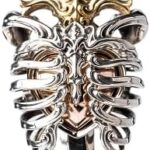 COPPERTIST.WU Beating Heart Pendant Gothic Ribcage Sword Skeleton Jewelry Charm for Men Women