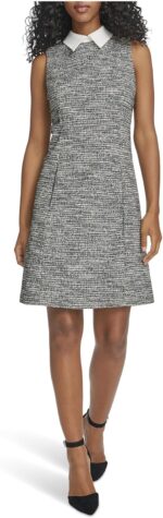 Calvin Klein Women's Sleeveless Collared Tweed Shift Mini Dress