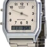 Casio AQ230A-7 Men's Stainless Steel Band Analog Digital White Numbers Dial Watch
