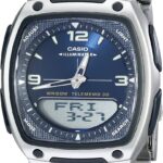 Casio AW81D Series | Watches for Men | Analog Digital Watch | Silver Stainless Steel | 1/100 SEC Stopwatch | Countdown Timer | World Time | LED Light | 50M WR | Multi Alarm | Calendar | 10 Yr Batt