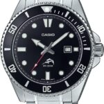 Casio Classic Diver Stainless Steel Watch Date Indicator MDV-106DD-1A1VCF, Black/Silver