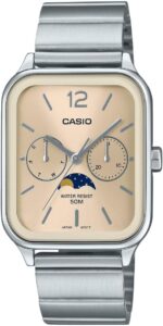 Casio MTP-M305D-9A Champagne Analog Moon Phase Classic Lunar Design Men's Watch