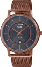 Casio Men's Analog Watch with Rose Gold Mesh Band MTP-B120MR-8AV, Day-Date Display, Water Resistant 50M