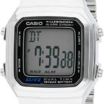 Casio Men's Vintage A178WA-1A Silver Stainless-Steel Quartz Watch with Grey Dial