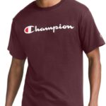 Champion Men's Classic Script Graphic Short Sleeve T-Shirt, Standard Fit, Tonal Logo, Available in Regular and Big & Tall